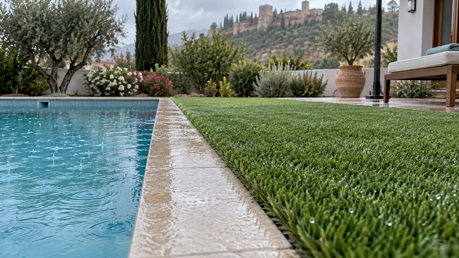 Césped artificial alrededor de piscinas: qué comprobar antes de instalar