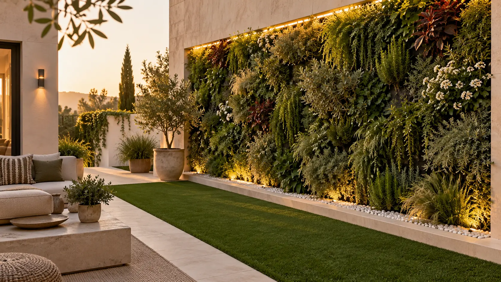 Jardines verticales con riego e iluminación: diseñar el conjunto completo